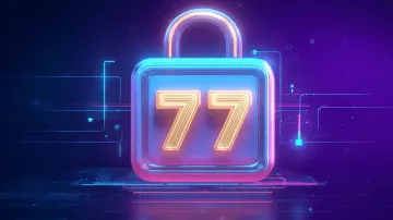 উজ্জ্বল লগইন প্রম্পটে আলোকিত একটি ল্যাপটপ—যা 77ABC–এর সুরক্ষিত প্রবেশব্যবস্থাকে নির্দেশ করে।